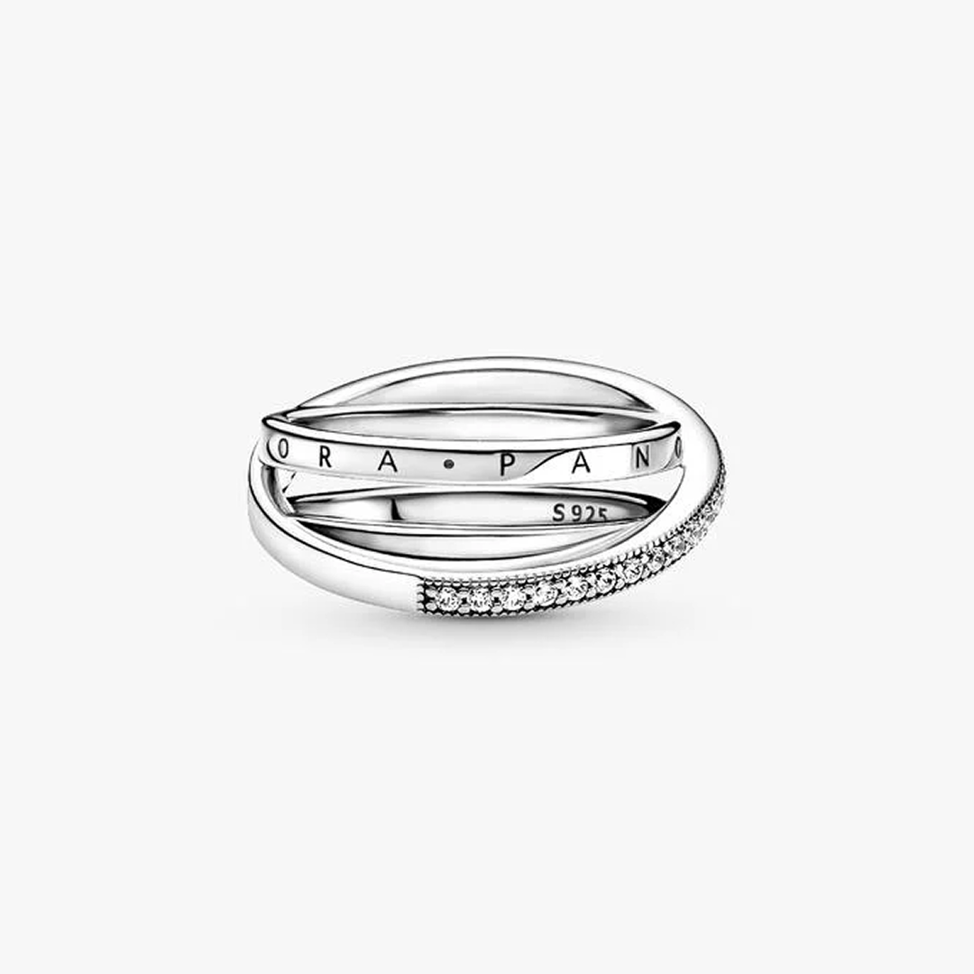 Crossover Pavé Triple Band Ring