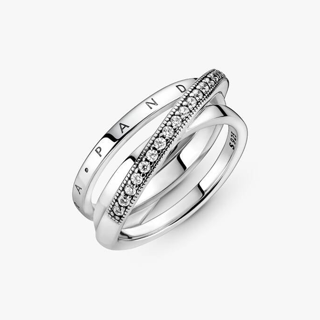 Crossover Pavé Triple Band Ring