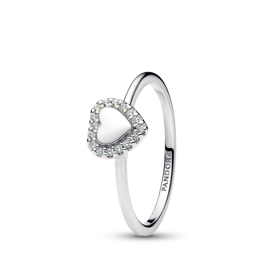 Sparkling Wishbone Heart Ring