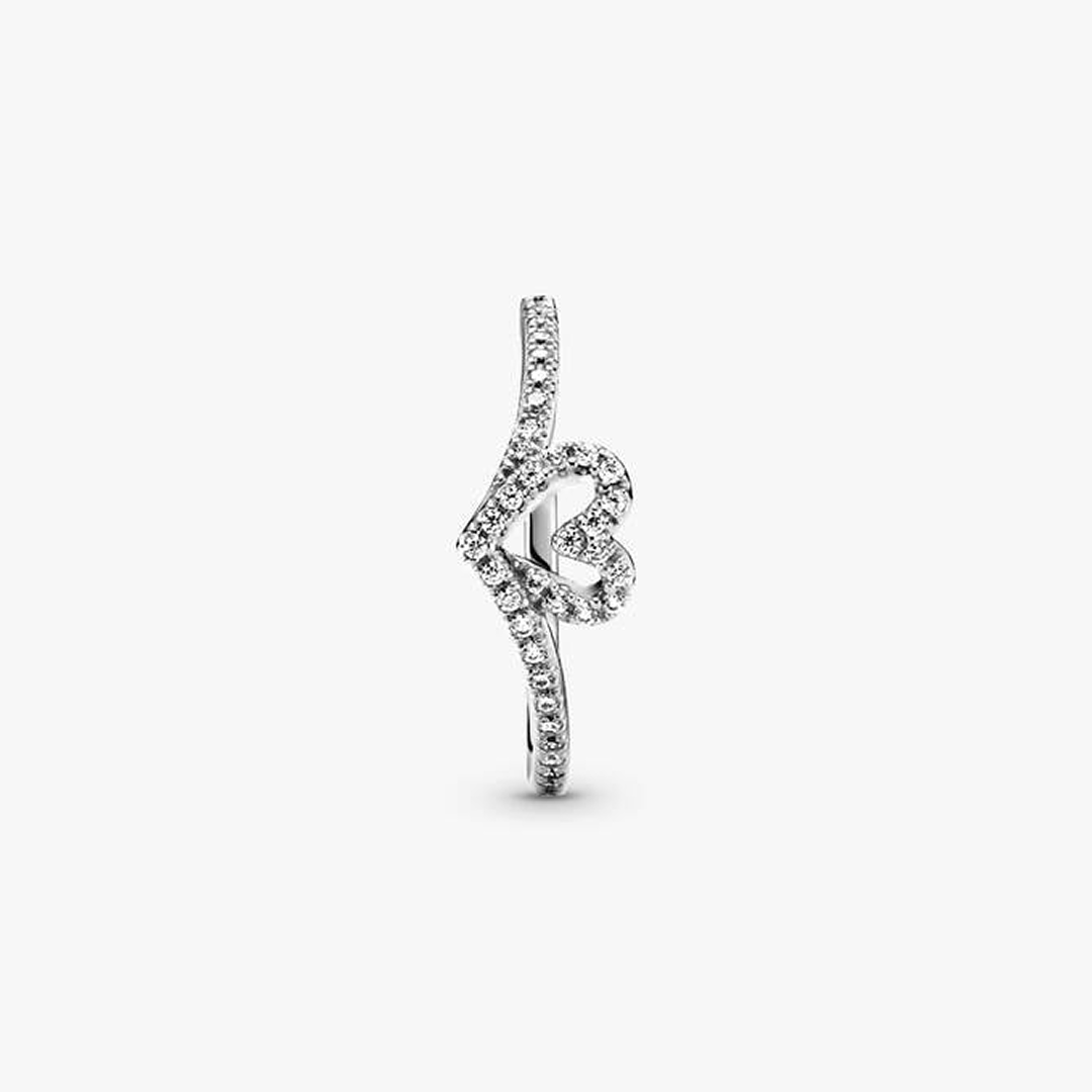 Sparkling Wishbone Heart Ring