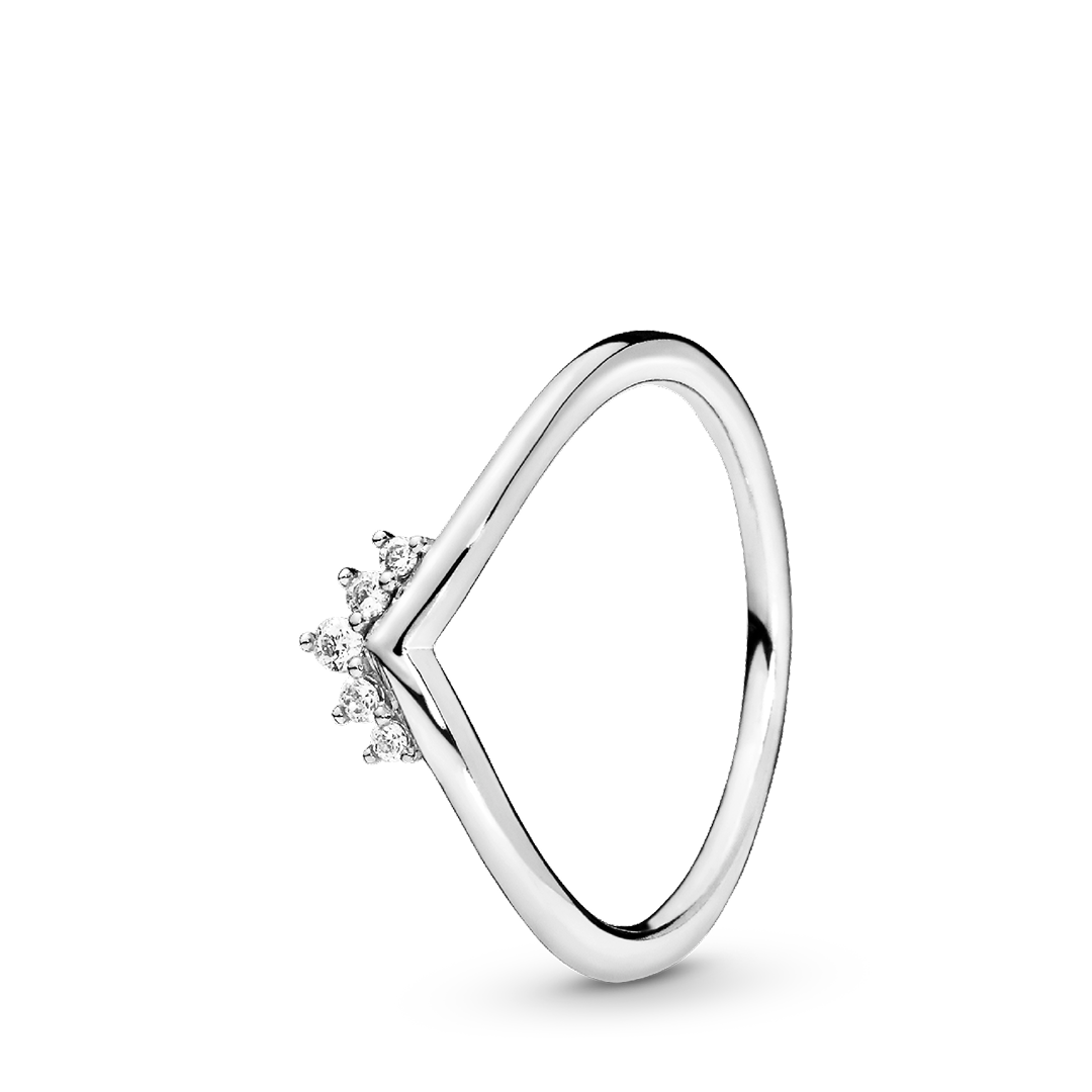 Sparkling Wishbone Heart Ring