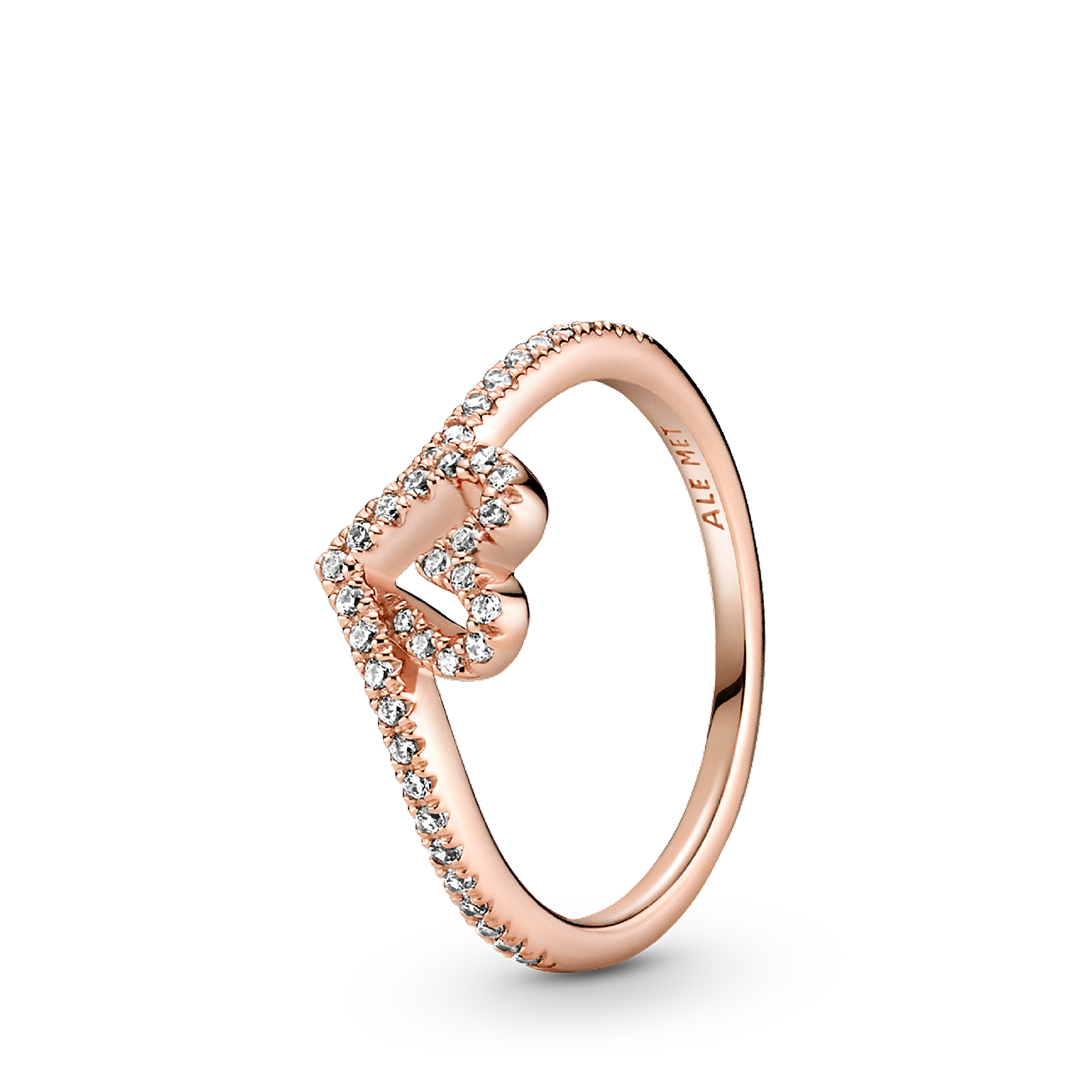 Sparkling Wishbone Heart Ring