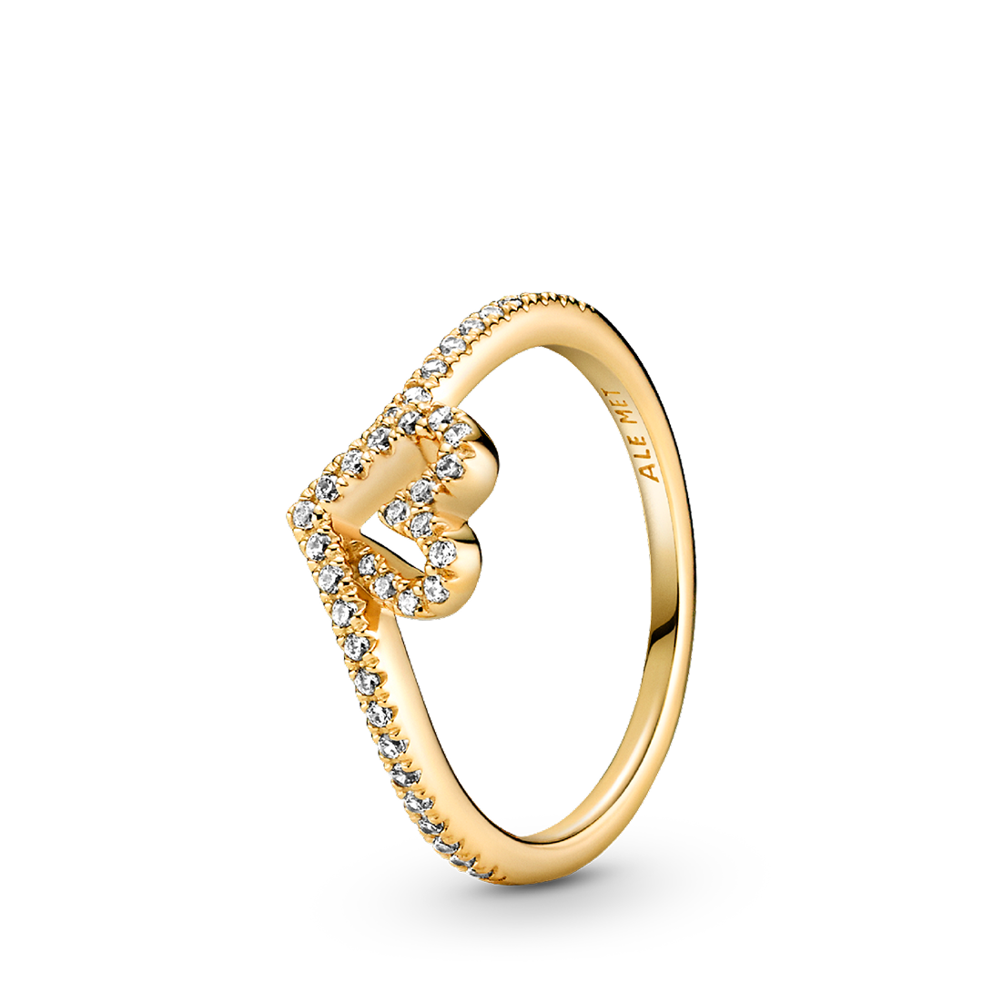 Sparkling Wishbone Heart Ring