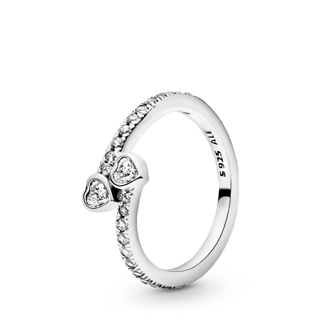 Sparkling Wishbone Heart Ring