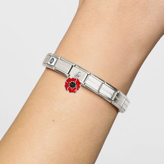 Nomination Red & Black Poppy Flower Drop Charm