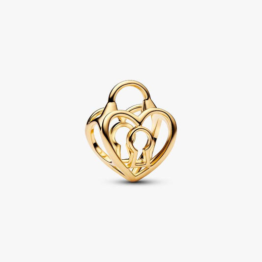 14ct Gold on Silver Heart Padlock Charm
