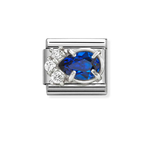Classic Silver & Blue Zirconia Teardrop Nomination Charm