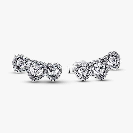 Hearts Trilogy with Halo Pandora Stud Earrings