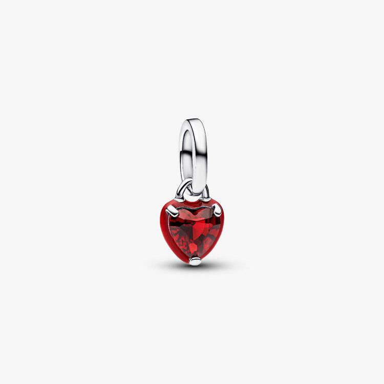 Salsa Red Crystal and Red Enamel Heart Mini Dangle Charm
