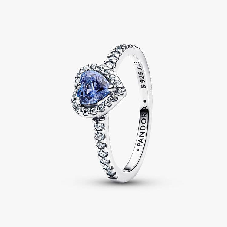 Sparkling Elevated Blue Heart Pandora Ring