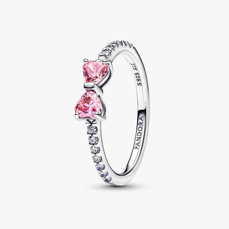 Sparkling Pink Bow Pandora Ring
