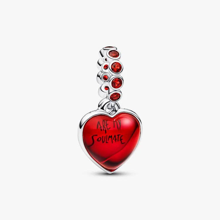 Double Hearts with Salsa Red Crystal and Red Murano Glass Pandora Cham