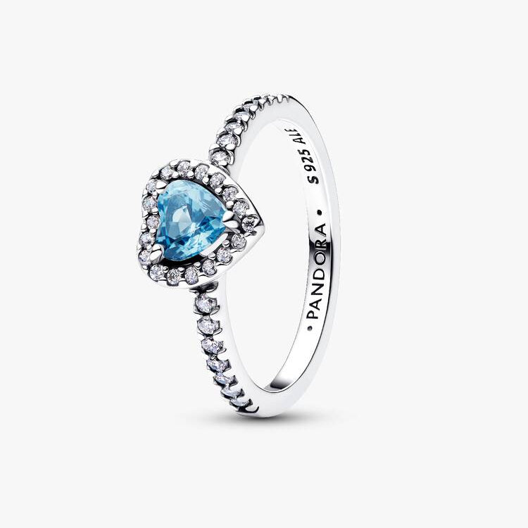 Elevated Light Blue Heart Pandora Ring