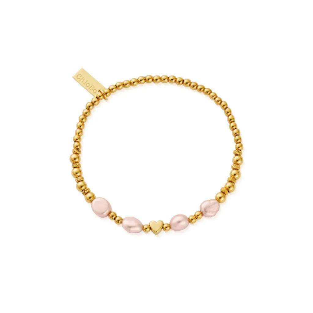 GOLD WITH LOVE PINK PEARL CHLOBO BRACELET
