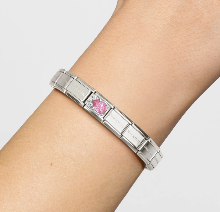 Pink & White CZ Drop Nomination Charm