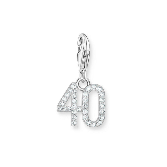 THOMAS SABO SILVER CHARM PENDANT NUMBER 40 WITH ZIRCONIA
