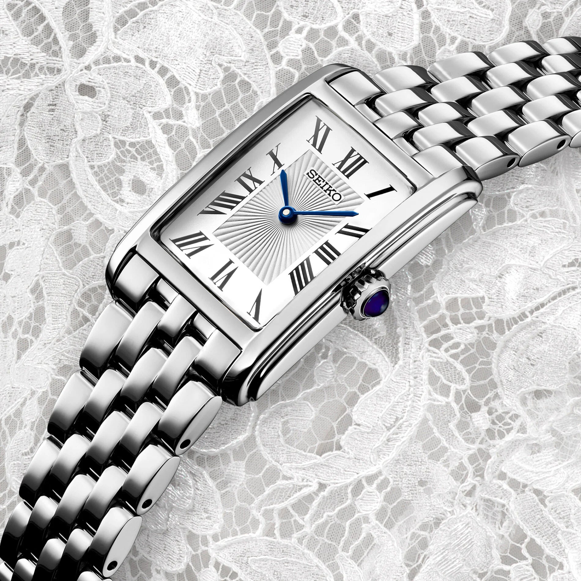 SEIKO QUARTZ WHITE DIAL LADIES STAINLESS STEEL WATCH