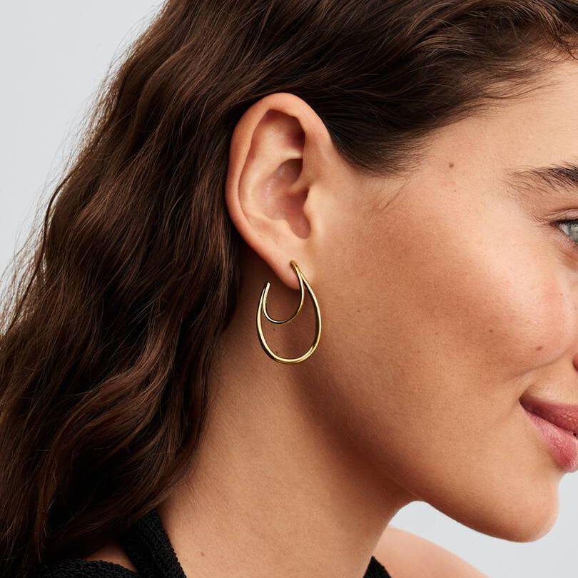 Organically Shaped Double Pandora Hoop Earrings