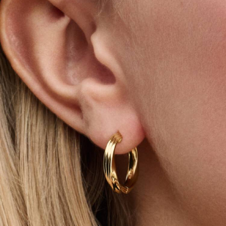 14ct Gold on Silver Twisted Hoop Pandora Earrings
