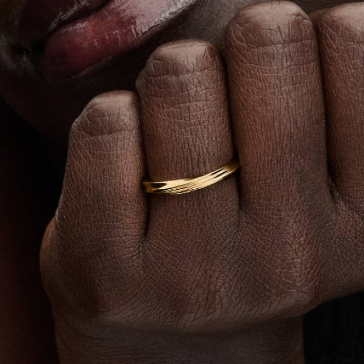14ct Gold on Silver Twisted Pandora Ring