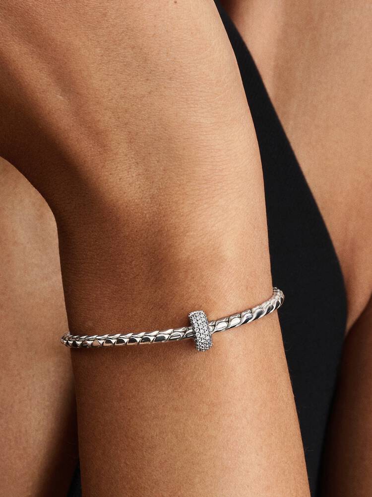 Silver Pavé Clip Pandora Charm