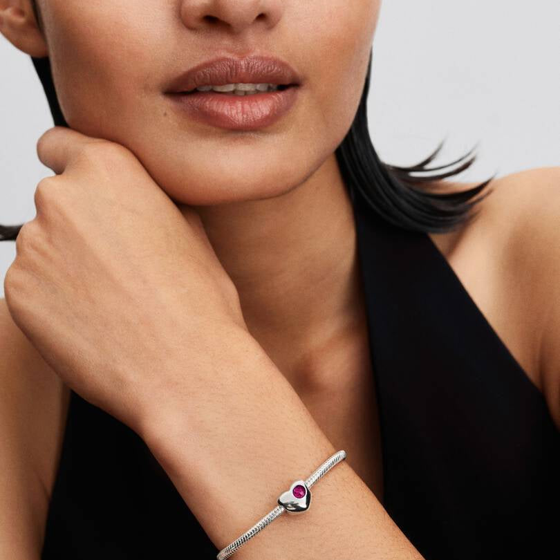 Engravable July Birthstone Heart Pandora Charm