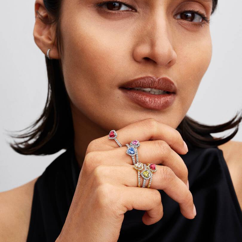 Pandora Sparkling Elevated Heart Ring