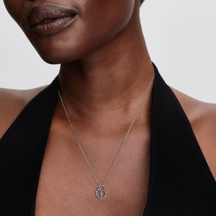 Heart Padlock with Zirconia Pandora Pendant