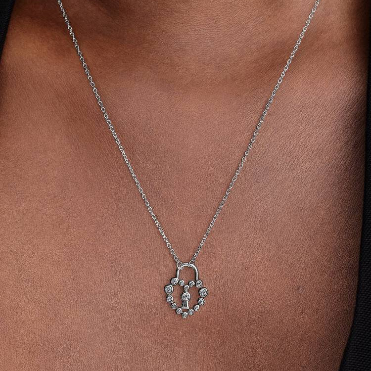 Heart Padlock with Zirconia Pandora Pendant