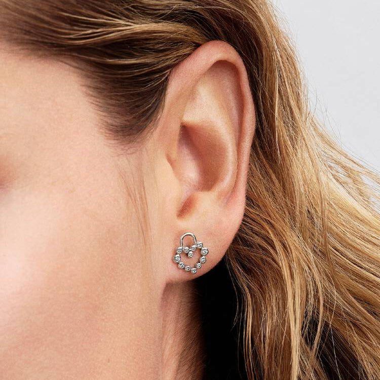 Heart Padlock with Zirconia Pandora Stud Earrings