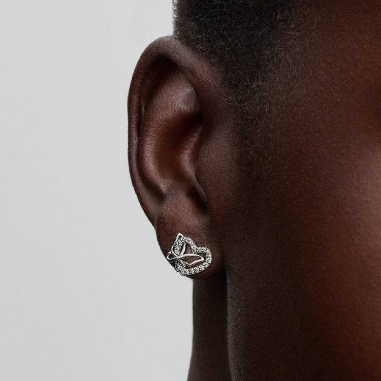 Entwined Heart & Butterfly Pandora Stud Earrings