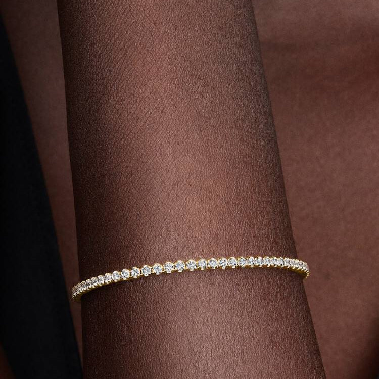 14ct Gold on Silver Sparkling Tennis Pandora Bracelet