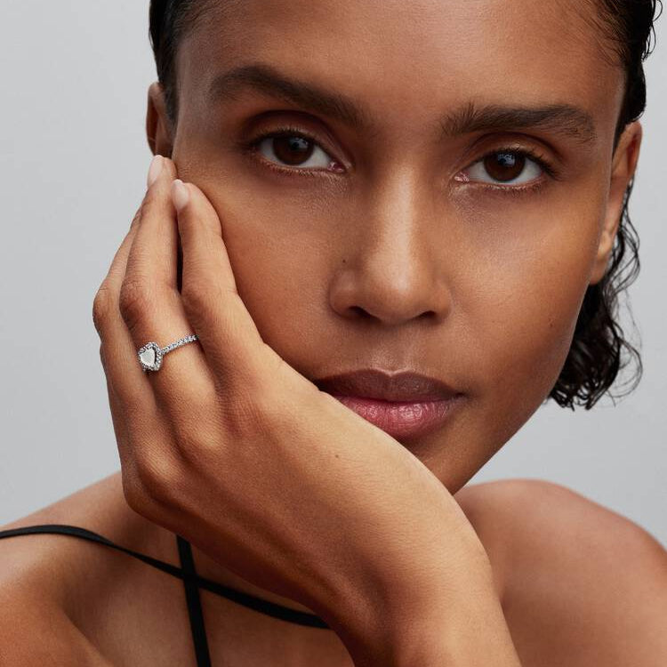 Elevated White Heart Pandora Ring