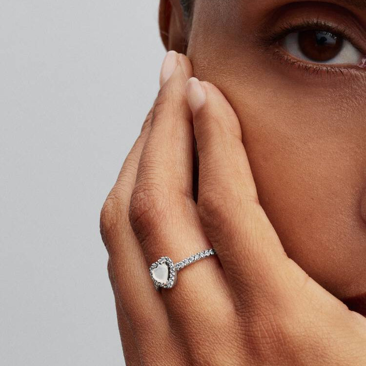 Elevated White Heart Pandora Ring