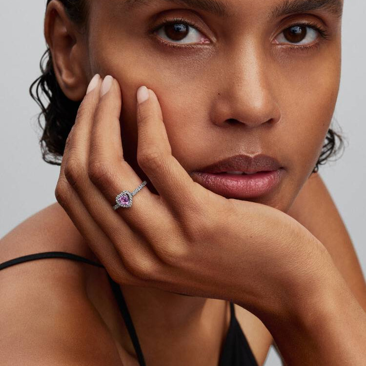 Elevated Light Pink Heart Pandora Ring