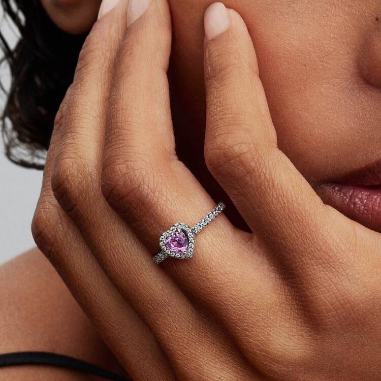 Elevated Light Pink Heart Pandora Ring