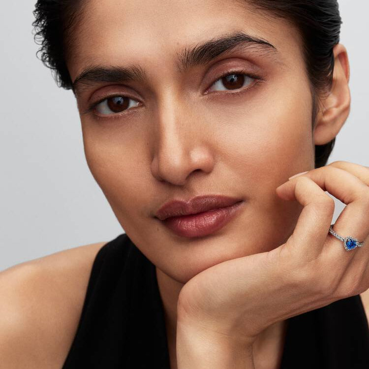 Elevated Princess Blue Heart Pandora Ring
