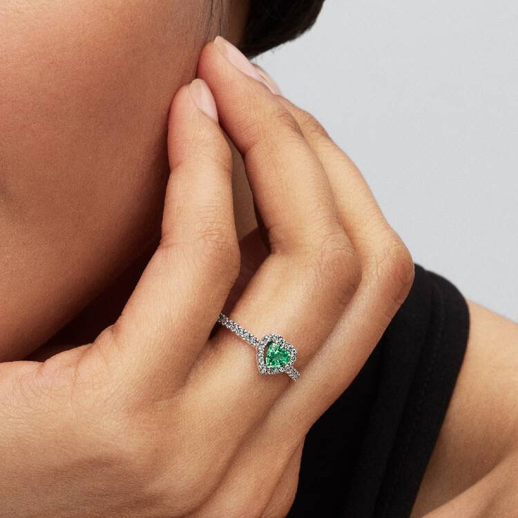 Elevated Mint Green Heart Pandora Ring