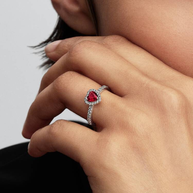 Elevated Fuchsia Rose Heart Pandora Ring