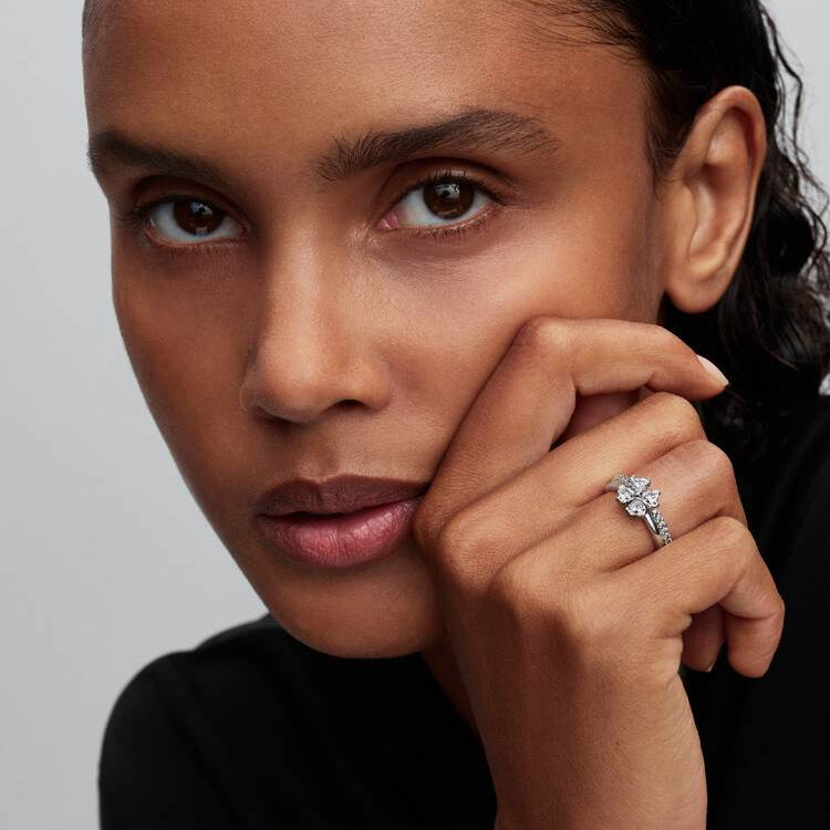 sparkling lucky clover splittable pandora ring