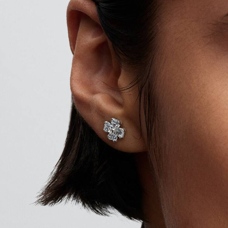 Sparkling Lucky Clover Pandora Stud Earrings