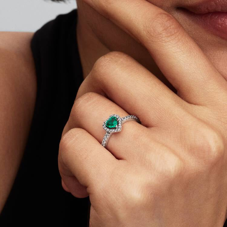 Elevated Royal Green Heart Pandora Ring