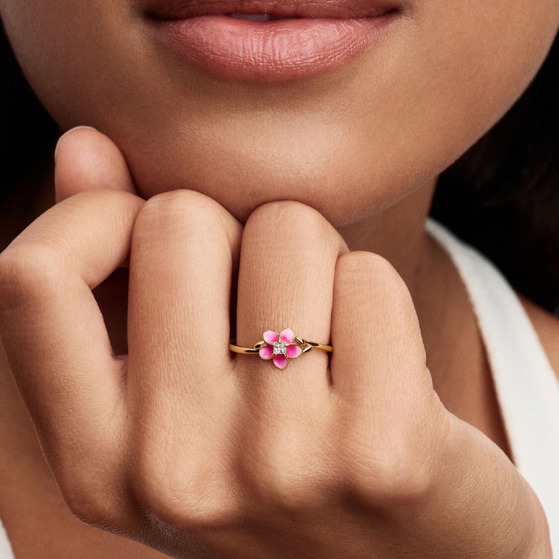 14ct Gold on Silver Disney Moana Flower Pandora Ring