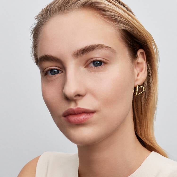 14ct Gold on Silver Organic Shaped Heart Hoop Pandora Earrings