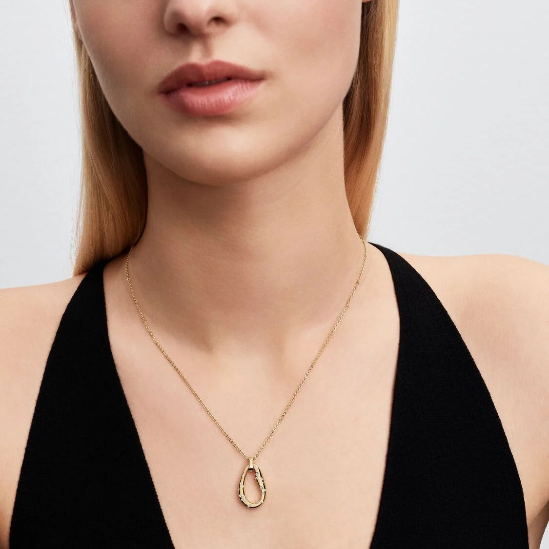 14ct Gold on Silver Organic Shaped Pendant Pandora Necklace