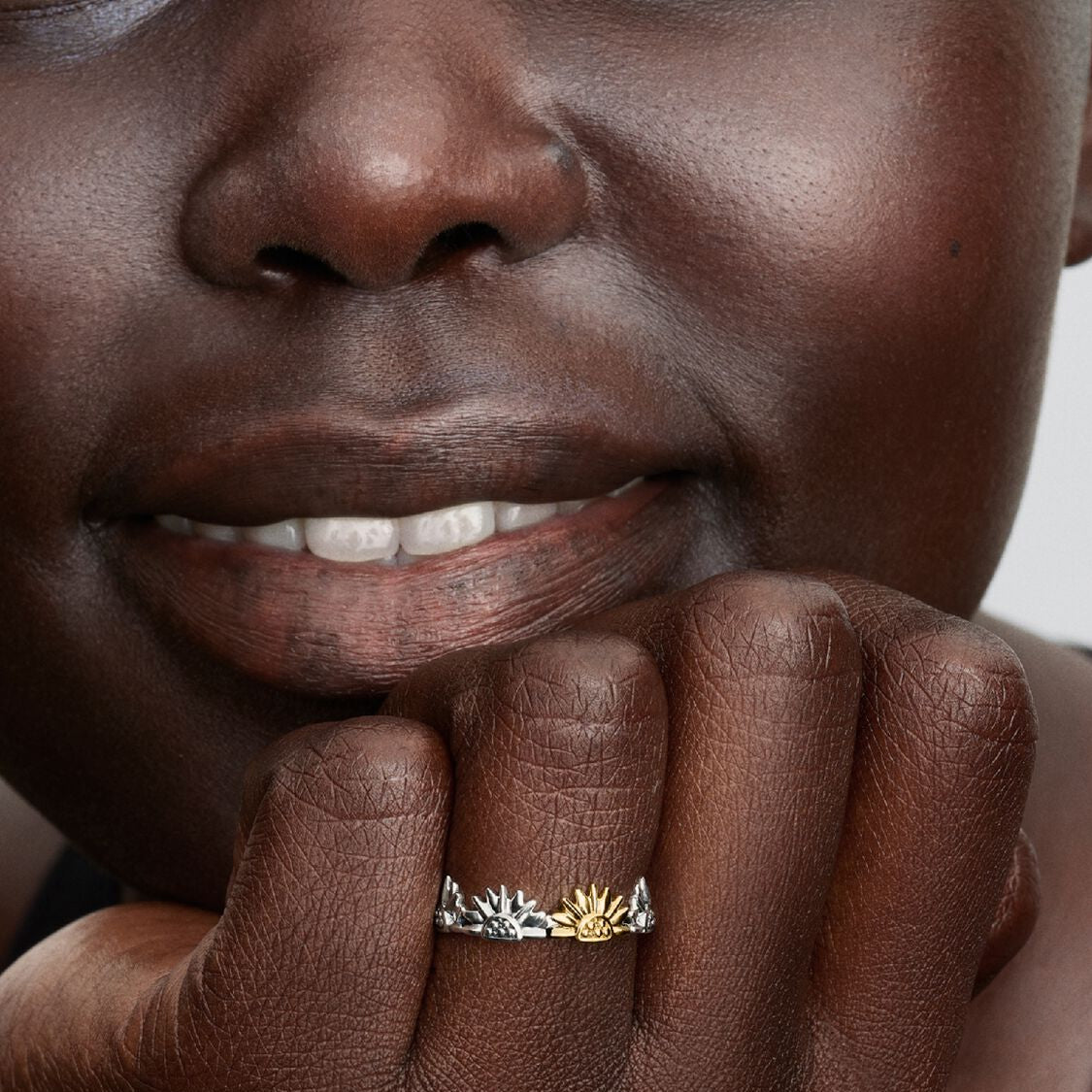 Sunflower Two-Tone Band Pandora Ring
