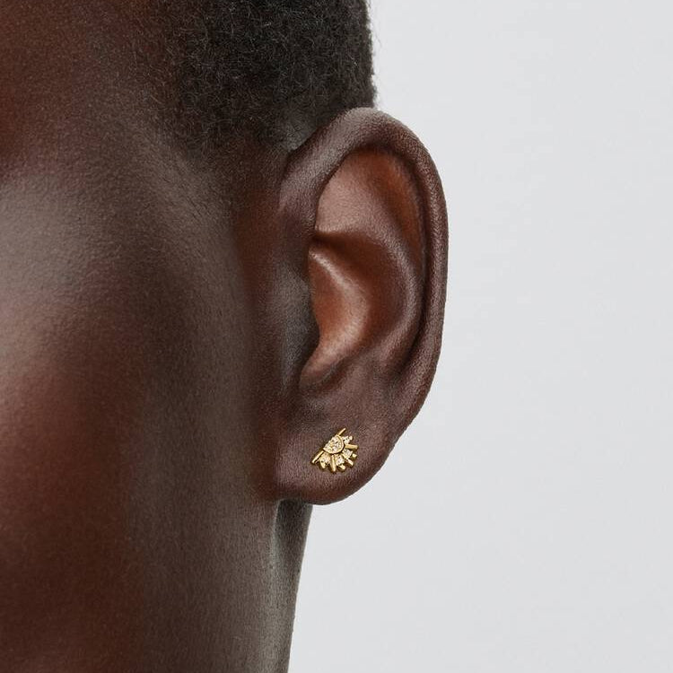 14ct Gold on Silver Celestial Sparkling Sun Stud Pandora Earrings