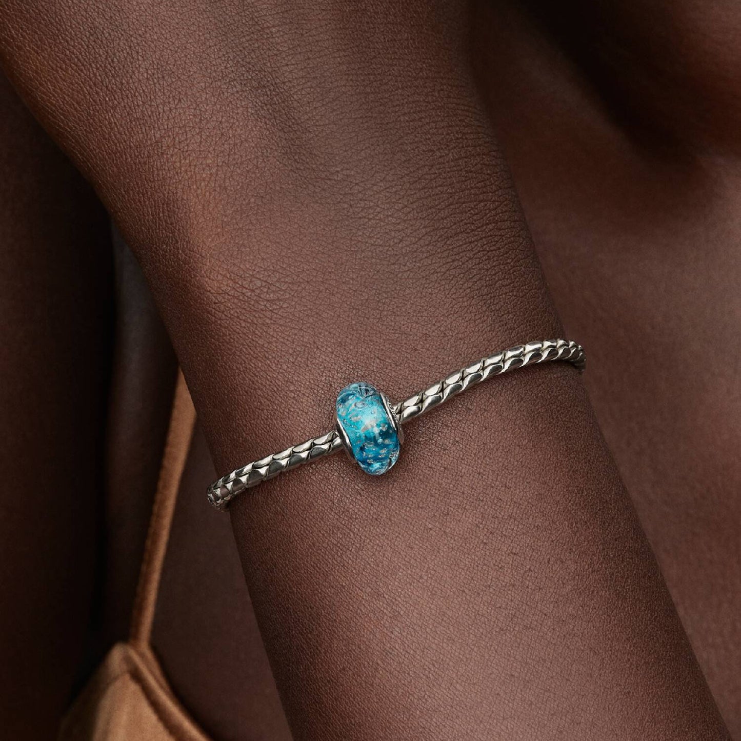 Turquoise Murano Glass & Glitter Pandora Charm