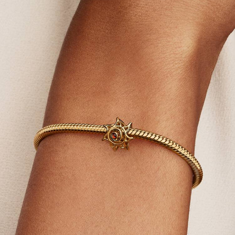 14ct Gold on Silver Sun Openwork Pandora Charm