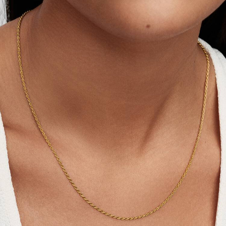 14ct Gold on Silver Rope Chain Pandora Necklace